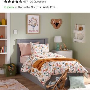 Floral Twin Bedding Set with Orange Accents